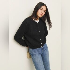 NWT Reformation Cece Alpaca Ribbed Cardigan Black - Size XS